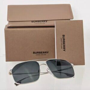 New Authentic Burberry Silver Sunglasses 59mm Unisex